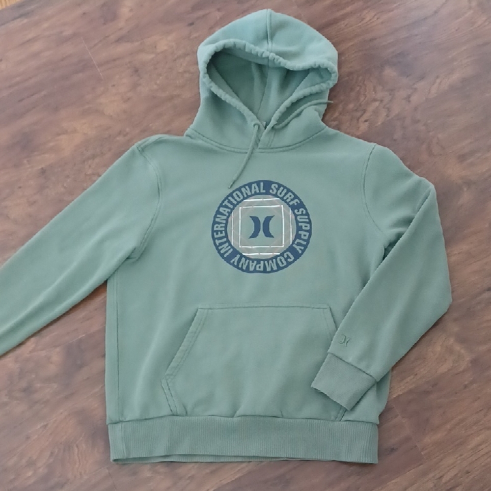 Hurley Men's-M Muted Green Soft Thick Green Hoodie  80% Cotton 20% Poly.
